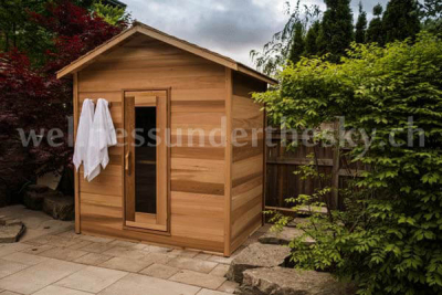 Fass Sauna mit Holzofen